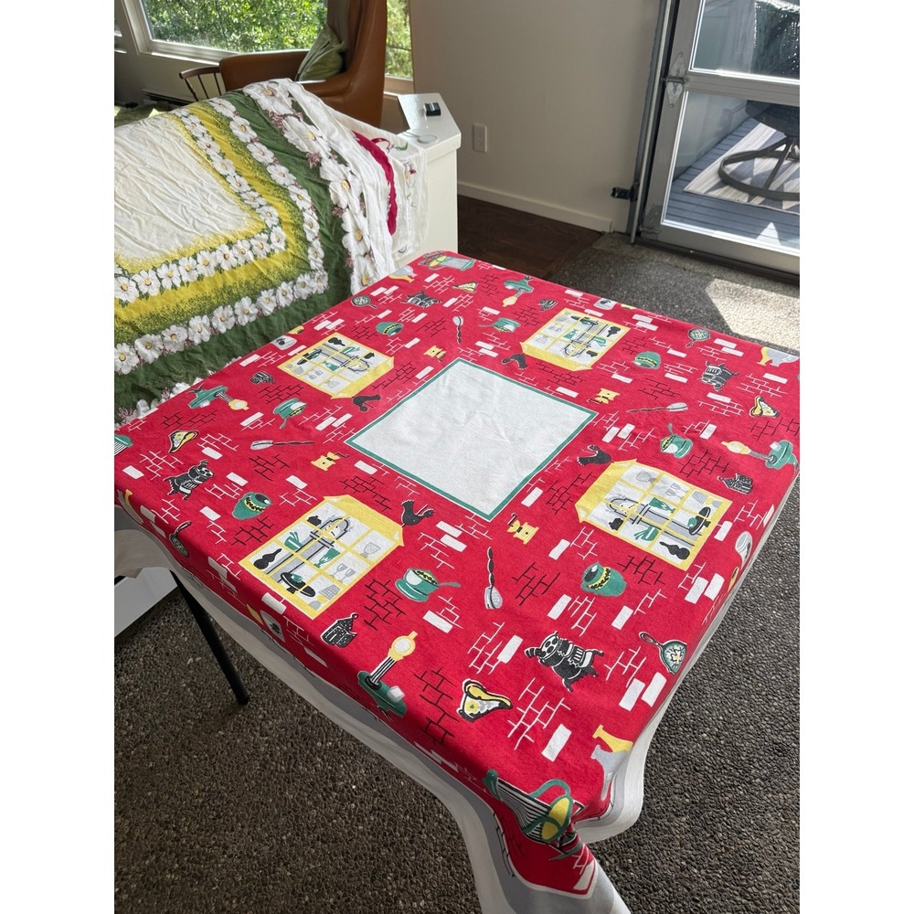 Vintage tablecloth. Red